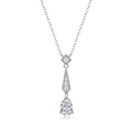 925 sterling silver necklace with a pear-shaped moissanite stone and diamond accents - (s925 Silver + Moissanite Sn12732-58/1 Carat/6.5mm) / Chain Length 40cm + 5cm (extension Chain)