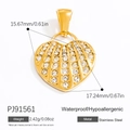 Gold heart-shaped pendant in stainless steel with clear crystal inlay and dimensions - Gold Heart Zirconia Pendant(PJ91561)