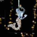 Christmas mermaid ornament in clear acrylic with gold sequins and hanging ribbon - Mermaid