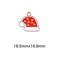 Red and white enamel Santa hat charm for DIY jewelry making with gold-plated edges - 73# Christmas Hat