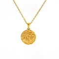 Collana dorata in acciaio inox con pendente circolare zodiaco e rilievo Gemelli - Gemelli