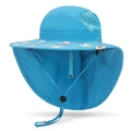Cappello parasole azzurro per bambini con protezione per il collo e unicorni - 1-6 Anni (Regolabile) / Blu Lago
