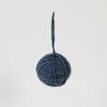 Deep blue woven yarn Christmas ball ornament with hanging loop for tree decoration - Deep Blue
