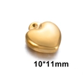 Polished golden stainless steel heart charm pendant for DIY jewelry, size 10x11mm - 10x11mm / Gold