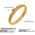 Gold coiled snake bracelet in stainless steel with a square amber zircon stone inlay - 1.0cm Wide / Gold with Champagne Zirconia