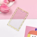 Transparent vertical ID card holder with decorative yellow wavy edges and top hanging hole - No Accessories / Yellow