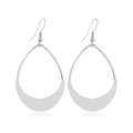 Detailed view of silver layered hollow teardrop and crescent geometric dangle earrings - Style 8-Water Drop Crescent Dangle