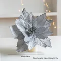 Sparkling silver artificial Poinsettia 28cm diameter with 20cm stem for Xmas tree decor - Diameter 28CM / Silver