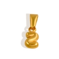 Macro shot of 18K gold plated stainless steel bubble number 2 pendant on white background - Letter S - Gold