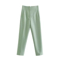 Pantaloni da tailleur a vita alta da donna con gamba dritta in verde fagiolo - XS / Pantaloni e gonne / Verde chiaro