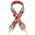 Close-up of pink floral patterned bag strap with golden metal hardware and adjuster - Style 25 (Pink Floral/Gold Buckle)