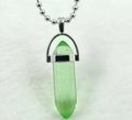 Zeshoekige groene natuurlijke kristallen hanger ketting met zilveren bolketting - Transparant Groen