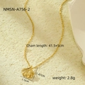 Détails du collier feuille de ginkgo plaqué or 18K avec dimensions et poids précis - Collier feuille de ginkgo NMSN-A756-2