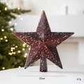 Sparkling red 20cm Christmas tree topper star with gold glitter and 67g weight - Wine Red Tree Topper Star