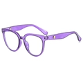 Stylish purple jelly round frame glasses with blue light blocking lenses and metal rivets - Purple