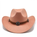 Detail of western cowboy hat with brown suede band and turquoise metal studs - M(56-59CM) / Dusty Pink