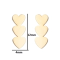 Three-tier gold heart earrings in vertical stack design, 12mm minimalist stud earrings - Triple Heart / Gold