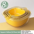 8-piece yellow square nesting colander and bowl set for fruit and vegetable washing - Mango Yellow - 8-Piece Set
