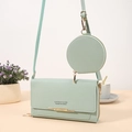 Mint green crossbody bag set with rectangular flap wallet and round coin purse charm - H016-3 2-in-1 with Coin Purse / Green