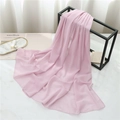 Detailed view of light pink chiffon scarf with elegant drape on geometric metal stand - 175cmx70cm / Lavender
