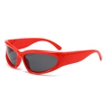 Futuristic red wraparound sports sunglasses with dark grey lenses in Y2K style - Red Frame Dark Grey Lens