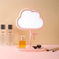 Miroir de maquillage rose en forme de nuage avec décor d'étoile et plateau de base - Style de base / Rose