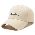 Minimalist cream cotton baseball cap with black Constance 3D embroidery detail - Adjustable / Khaki