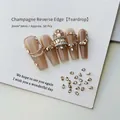 Detailed view of 2x3mm champagne teardrop nail art rhinestones with high sparkle effect - Champagne Teardrop 2x3 (XY-1016)
