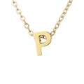 Minimalist 18k gold plated stainless steel cable chain necklace with letter P pendant - Letter P