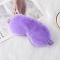 Plush purple sleep eye mask with soft faux rabbit fur and elastic silk strap - Purple