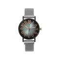 Minimalist quartz watch with sunburst gradient dial and magnetic mesh strap - Silver