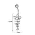 Silver flower and butterfly belly button ring with clear cubic zirconia dangling pendant - Flower Butterfly Style (2612-3#) / Silver