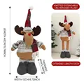 Extendable Christmas reindeer plush toy with plaid scarf and adjustable telescopic legs - Knit Plaid Retractable Reindeer
