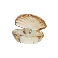 Amber crystal shell figurine with faceted pearl accent for desk decoration - Champagne / 60*53*49mm