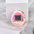 Pink egg-shaped electronic pet game console with metal keychain and cactus pattern - Cactus/Pink