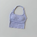 Detailed flat lay of lavender square neck halter sports bra with ribbed texture - S / Lavender Purple