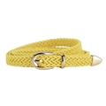 Slim woven yellow waist belt for women with elegant gold-tone metal buckle - Yellow