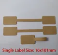 Kraft paper jewelry price tags for security sealing, size 16x101mm for rings - 010 Kraft Square (16x101mm) / 100 Pcs/Pack