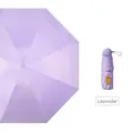 Parapluie pliable lavande UPF50+ montrant les formes ouverte et compacte - Violet / Sac À Dos De 53 Cm (21 Pouces) À 8 Côtes Coloris Varié Poignée Ronde Pliable En Cinq Parties