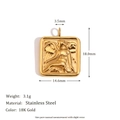Pendente quadrato in acciaio inossidabile placcato oro 18K con rilievo angelo, 18mm - Ciondolo Angelo / Oro