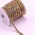 Veelkleurige AB strass ketting 3-rijig op gouden metalen basis voor DIY-sieraden - 1 Yard/Pak / Gouden basis AB+Gemengde kleuren
