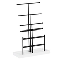 6-tier black metal jewelry organizer with white base for necklaces and earrings - 26*11.5*39cm / Black