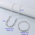 Minimalist silver stainless steel necklace and bracelet set with octagonal link accents - Style 7 Bracelet (Steel Color)