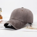 Classic washed cotton baseball cap in vintage brown with a distressed texture finish - Coffee