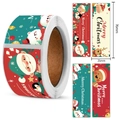 Merry Christmas label roll featuring cartoon Santa, reindeer and gingerbread man stickers - Christmas Seal Sticker B (120pcs/Roll)