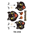 Halloween temporary tattoo sheet featuring black cats, pumpkins and bats, style TH-418 - Th-418 / 210*148mm