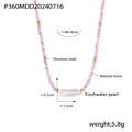 Detalles de medidas del collar barroco con piedras naturales y perla de agua dulce - P360-Collar Dorado