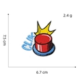 Detail of embroidered patch showing CLIK text with precise dimensions 7.5cm by 6.7cm - CLIK Button