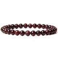 6mm natural red agate beaded stretch bracelet with polished garnet gemstones - Natural Garnet