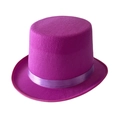 Classic purple felt magician top hat with matching satin ribbon for stage performances - Rose Purple / Size L - Hat Circumference 58cm - Hat Height 13cm